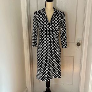 J. McLaughlin black and white print zip up dress